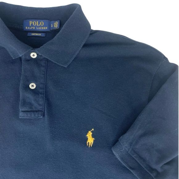 Polo by Ralph Lauren Navy with Gold Pony and 3 Crest - Custom Slim Fit Sz L - Picture 3 of 6